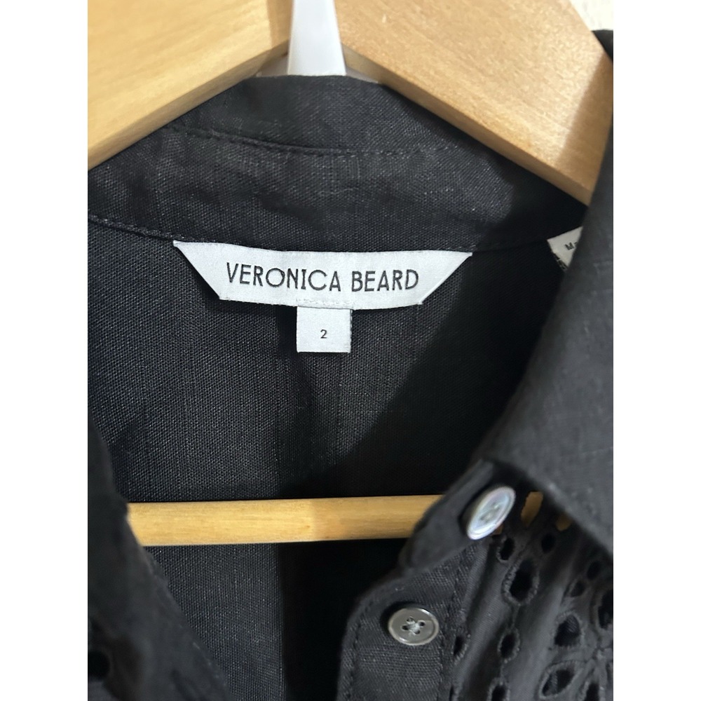 VERONICA BEARD Rafaela Eyelet Shirt Dress Size 2 Button Front Collared - Picture 4 of 7